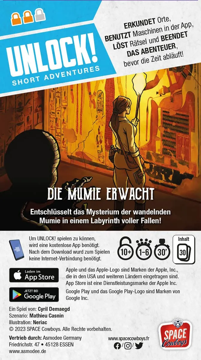 Asmodee Unlock! Short Adventures Die Mumie erwacht Rätselspiel