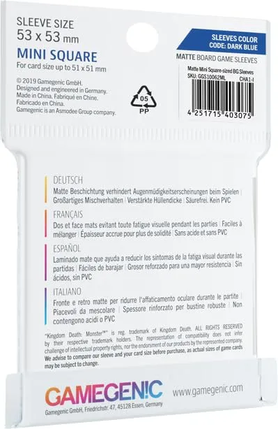 Gamegenic Matte Mini Square Kartenhüllen 50 Stück 53x53 matt