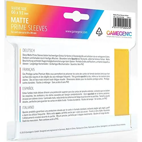Gamegenic Matte Prime Kartenhüllen Gelb 100 Stück