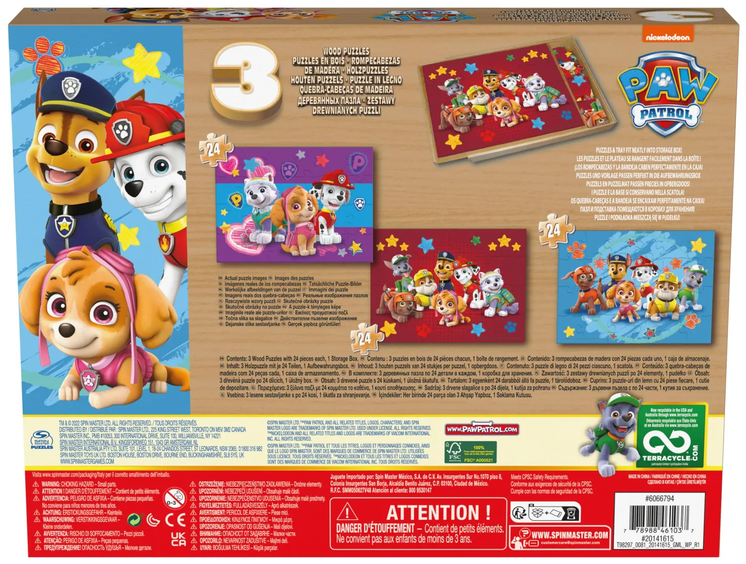 Spin Master PAW Patrol Holzpuzzle 3er Set 24 Teile