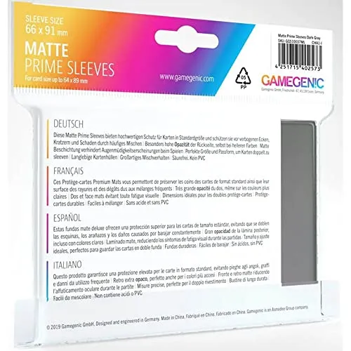 Gamegenic Prime Matte Kartenhüllen dunkelgrau 100 Stück