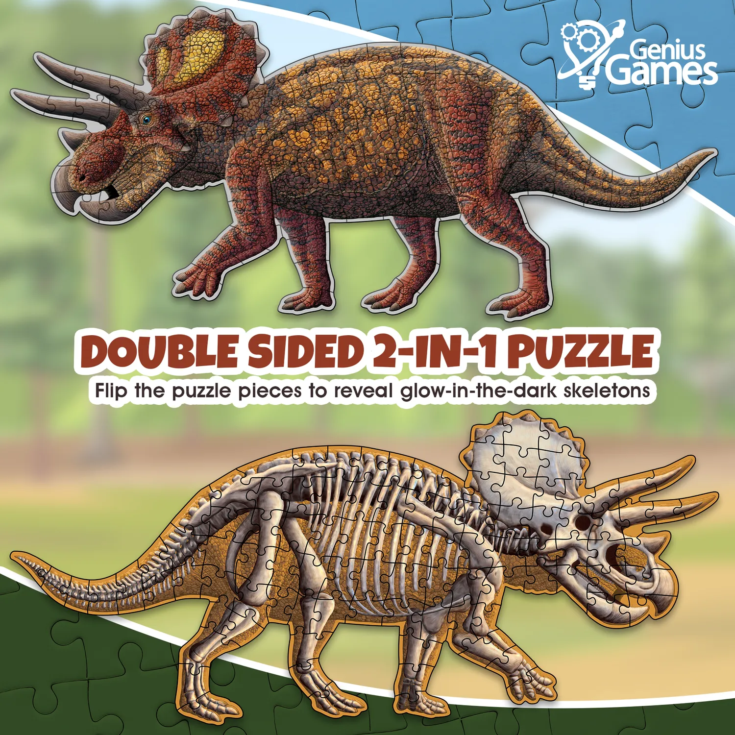Genius Games Turn N Learn Triceratops Bodenpuzzle 100 Teile