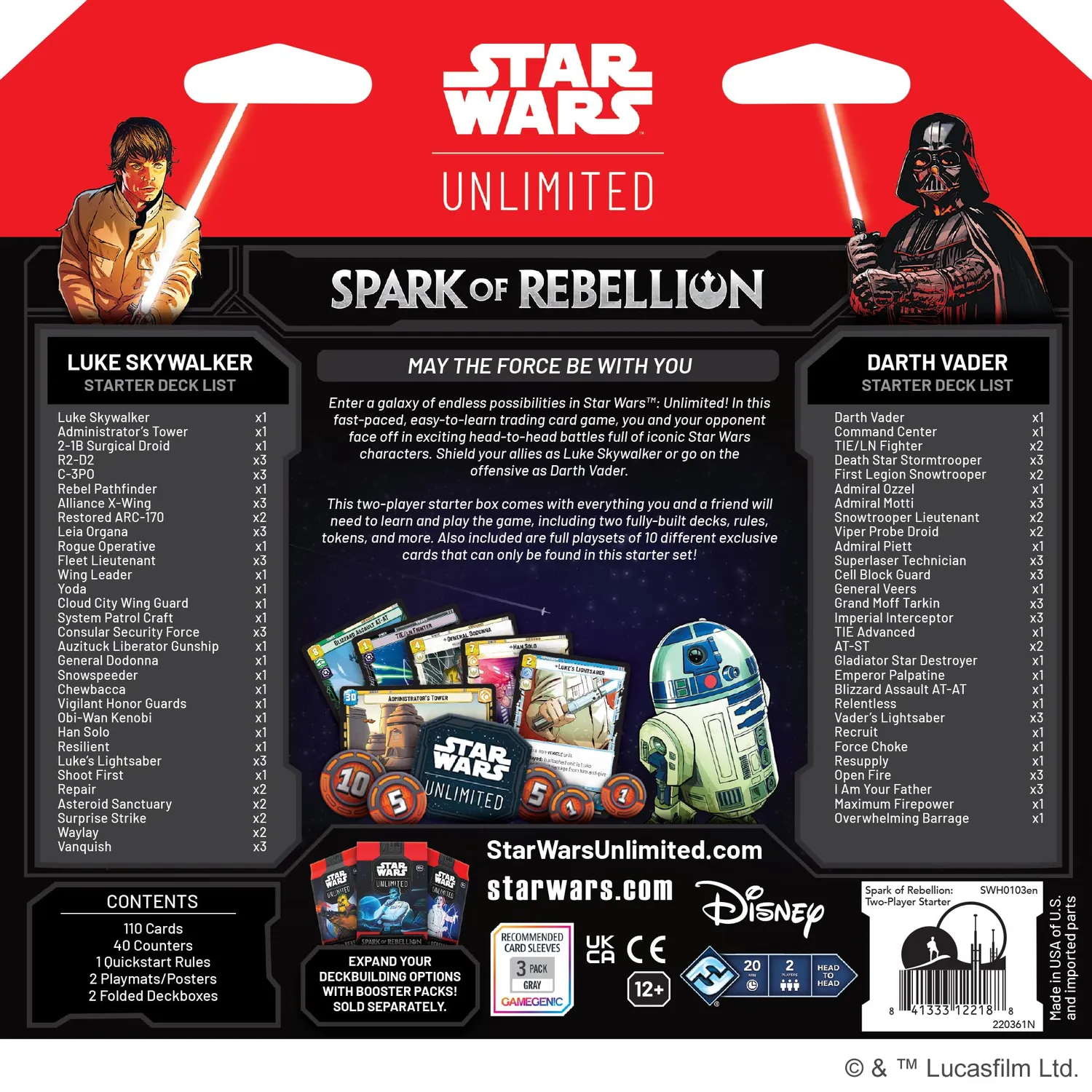 Star Wars Unlimited Spark of Rebellion Starter Englisch 2 Decks