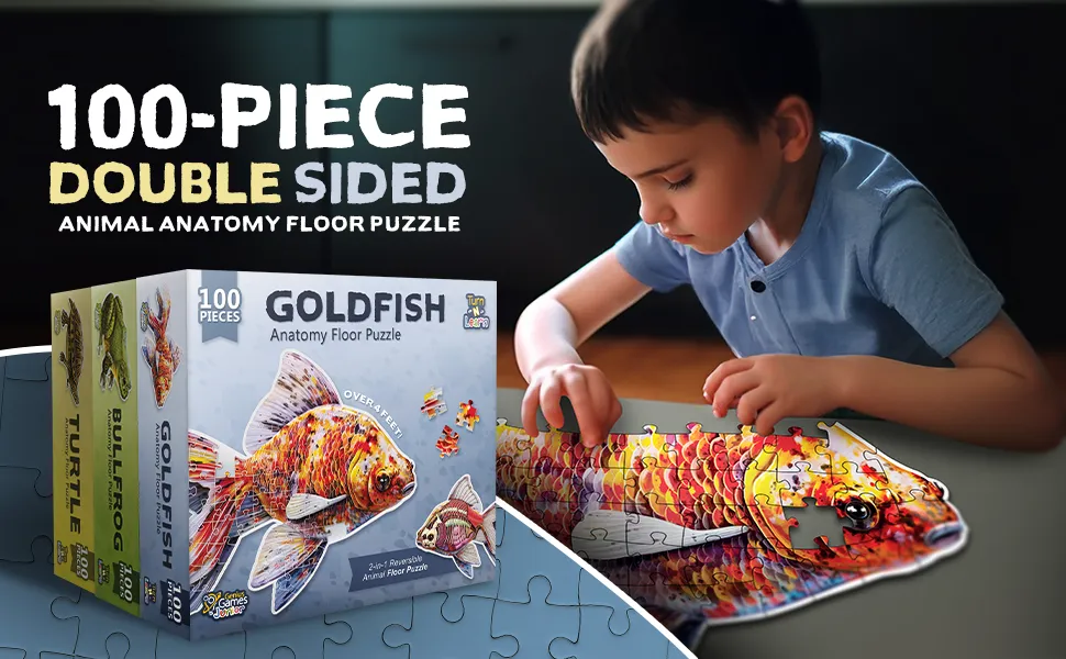 Genius Games Turn N Learn Fantail Goldfish Bodenpuzzle 100 Teile doppelseitig