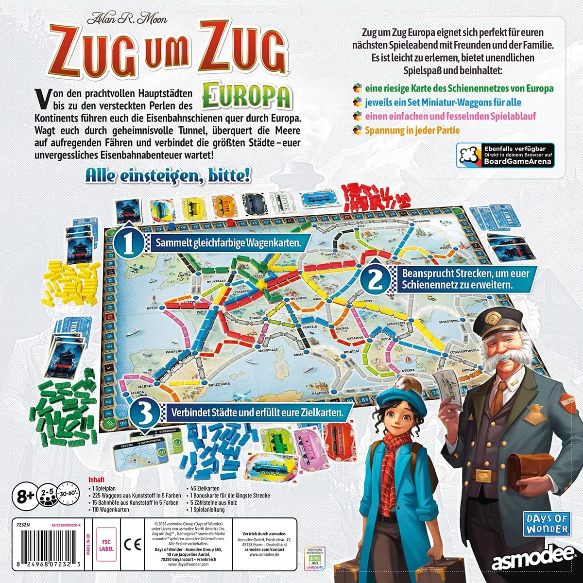 Days of Wonder Zug um Zug Europa Refresh Brettspiel