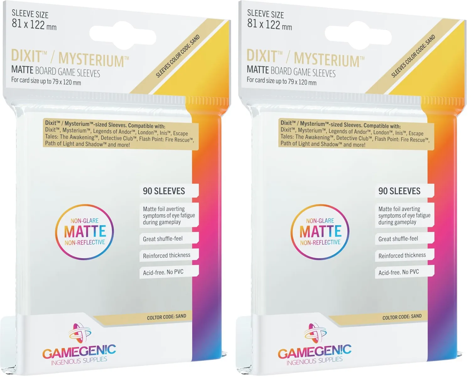 Gamegenic Matte Dixit Sleeves 81x122mm 90 Stück transparent
