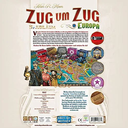 Days of Wonder Zug um Zug Europa 15. Jubiläum Brettspiel Deutsch