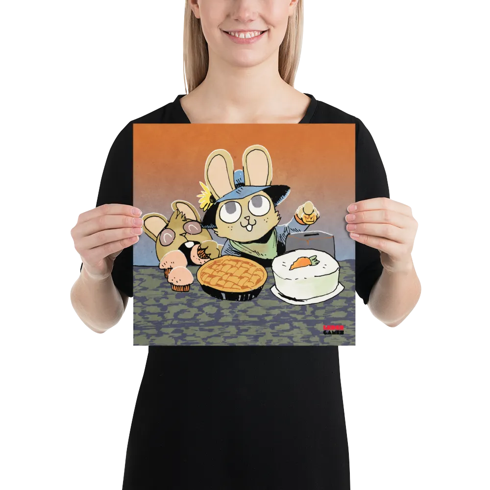 Leder Games Root Bake Sale Kunstdruck 12x12 Hasen