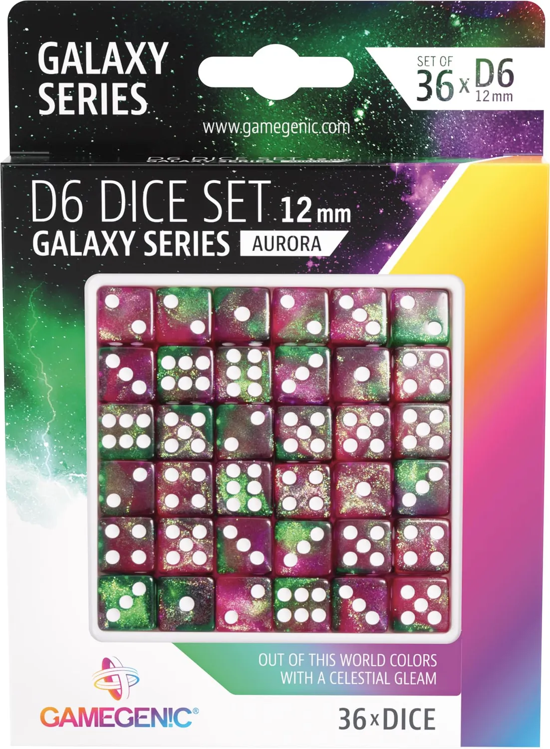 Gamegenic Galaxy Aurora D6 Würfelset 36x 12 mm