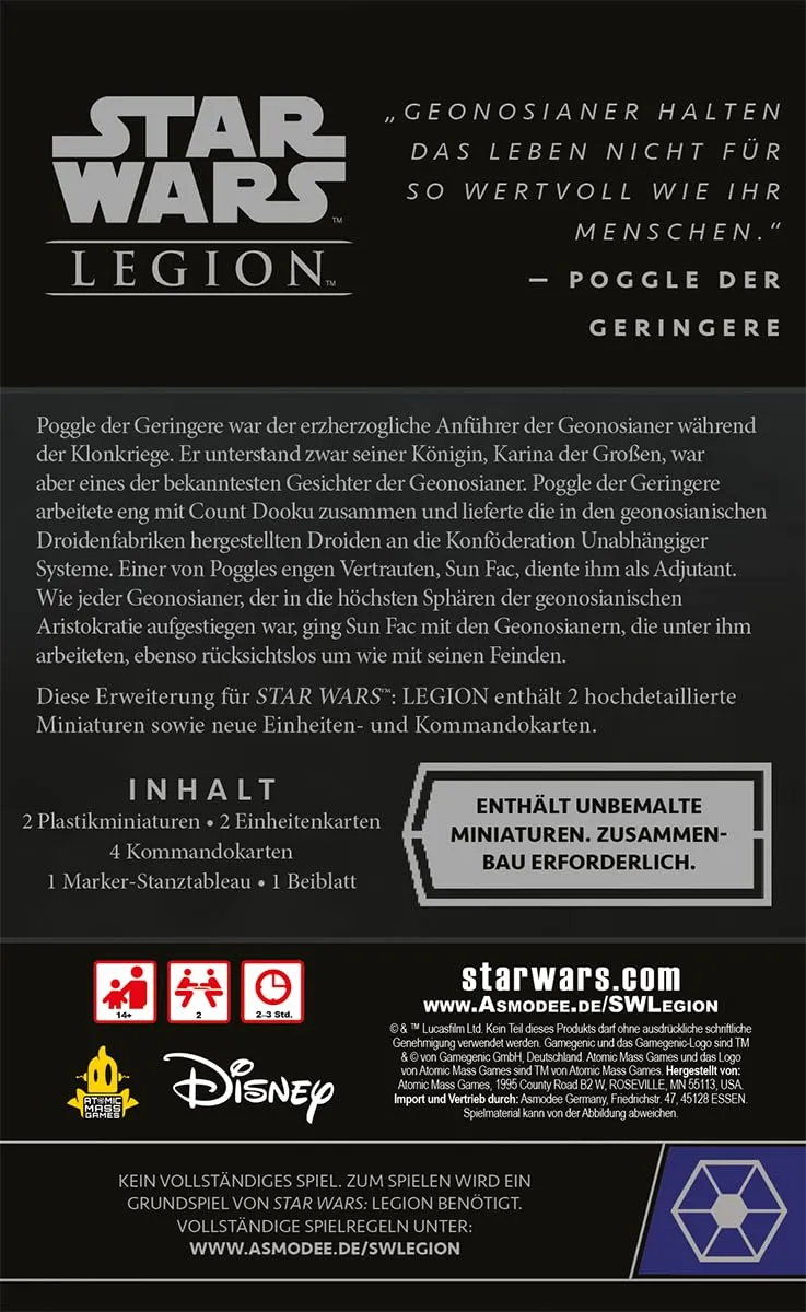 Atomic Mass Star Wars Legion Sun Fac & Poggle Erweiterung DE