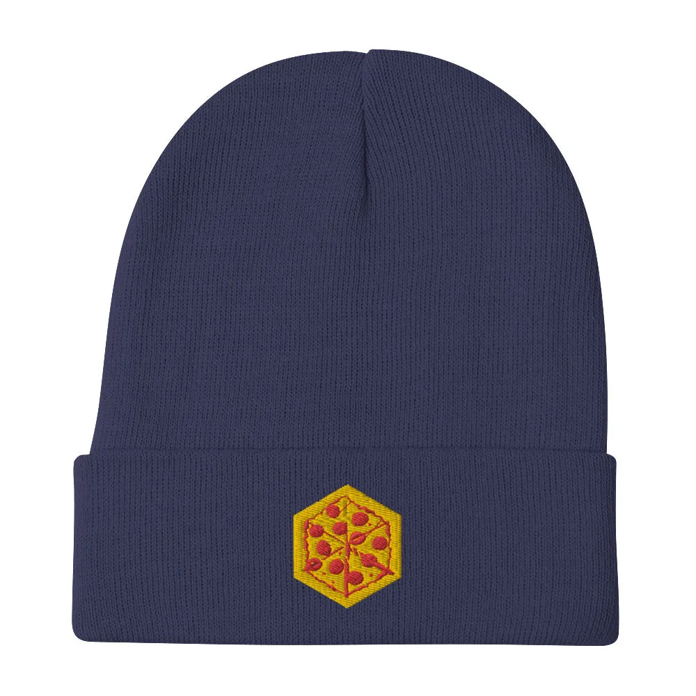 Leder Games Fort Pizza Beanie Mütze Schwarz Stick