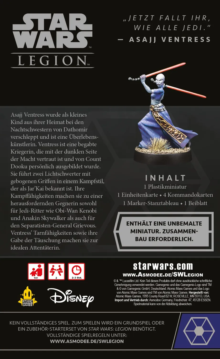 Atomic Mass Star Wars Legion Asajj Ventress Erweiterung