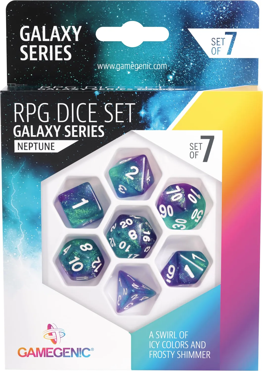 Gamegenic Galaxy Neptune Würfelset 7-teilig Resin blau