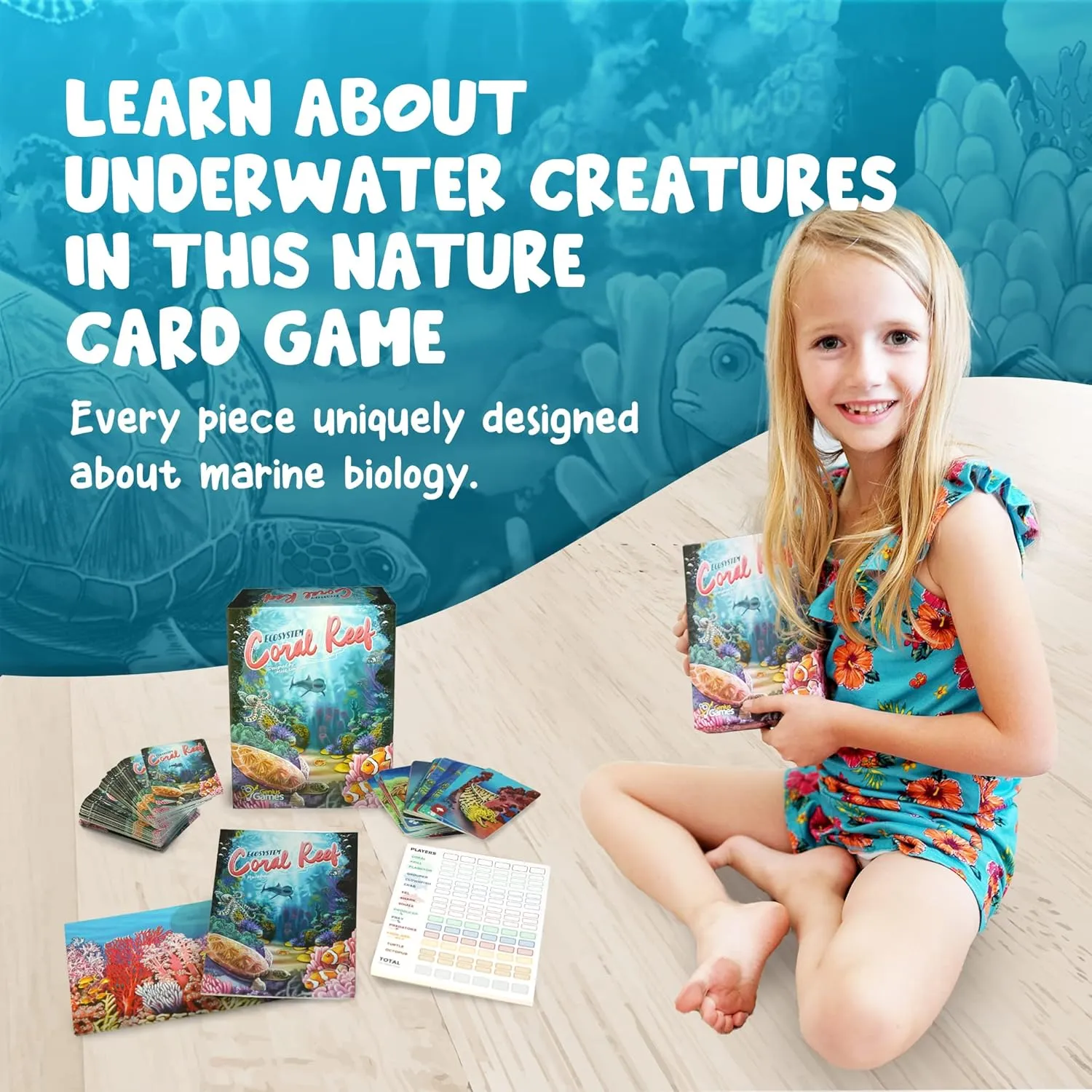 Genius Games Ecosystem Coral Reef Kartenspiel 2-6 Spieler Familie