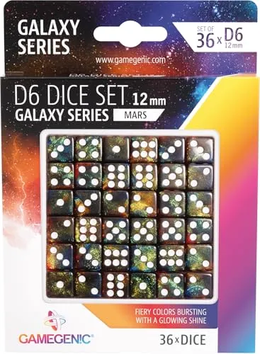 Gamegenic Galaxy Series Mars D6 Würfelset 12 mm 36 Acryl-Würfel