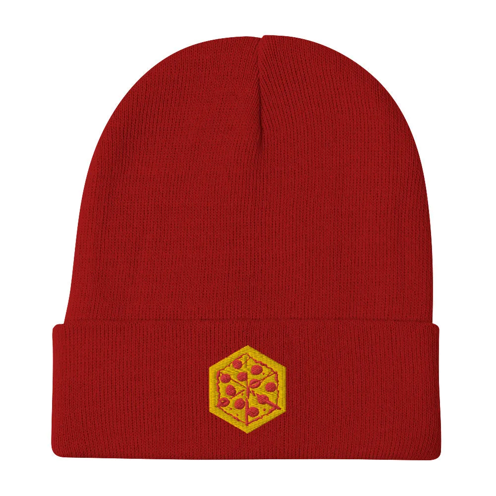 Leder Games Fort Pizza Beanie Mütze Schwarz Stick