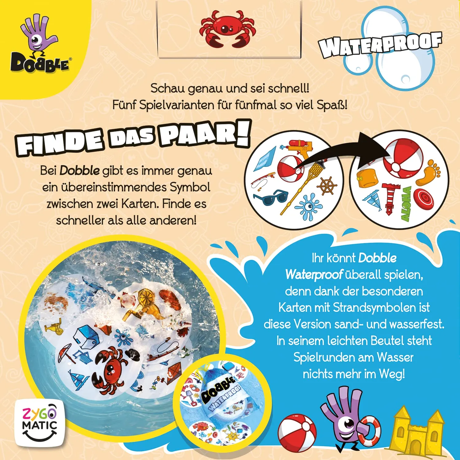 Dobble Waterproof Eco Kartenspiel wasserdicht