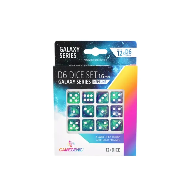 Gamegenic Galaxy Neptune D6 Würfelset 12x 16mm