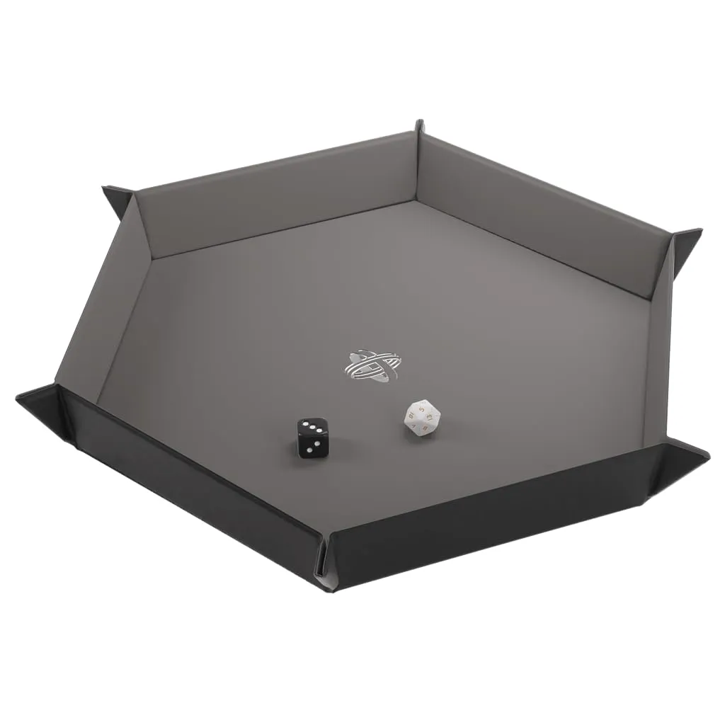 Gamegenic Magnetic Dice Tray Hexagonal Würfelbrett Schwarz Grau