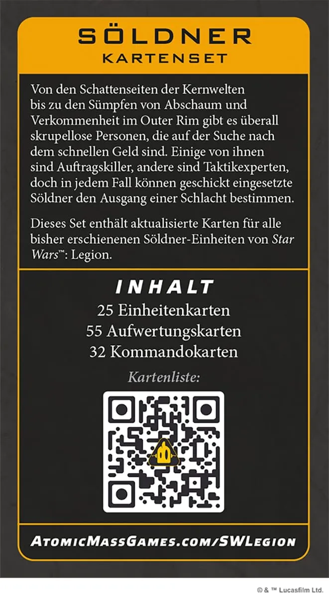 Star Wars Legion Söldner Kartenset Erweiterung aktualisiert