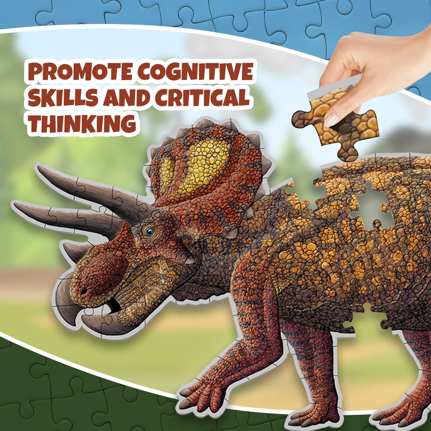Genius Games Turn N Learn Triceratops Bodenpuzzle 100 Teile