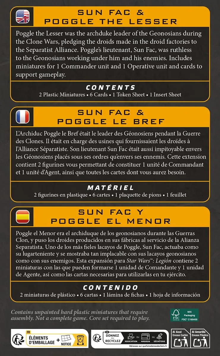 Asmodee Star Wars: Legion Sun Fac & Poggle the Lesser Erweiterung