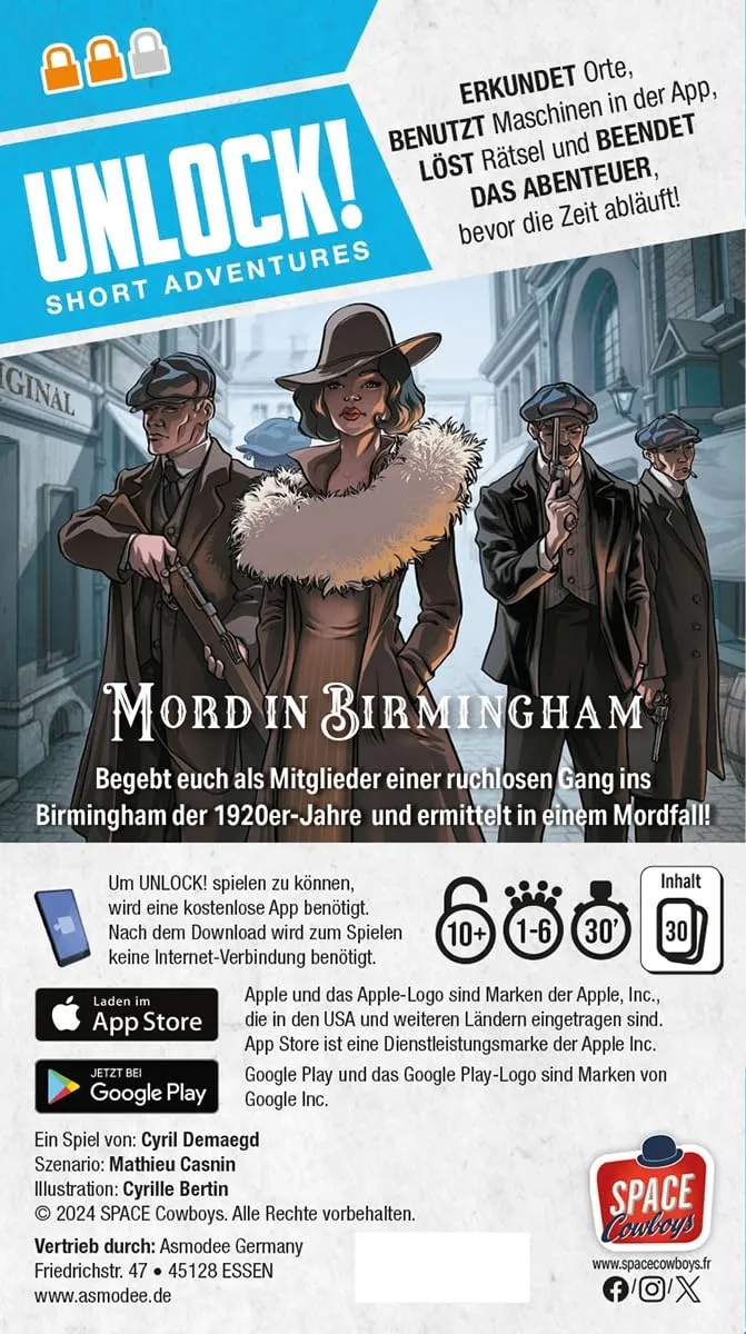 Asmodee Unlock! Short Adventures Mord in Birmingham Rätselspiel