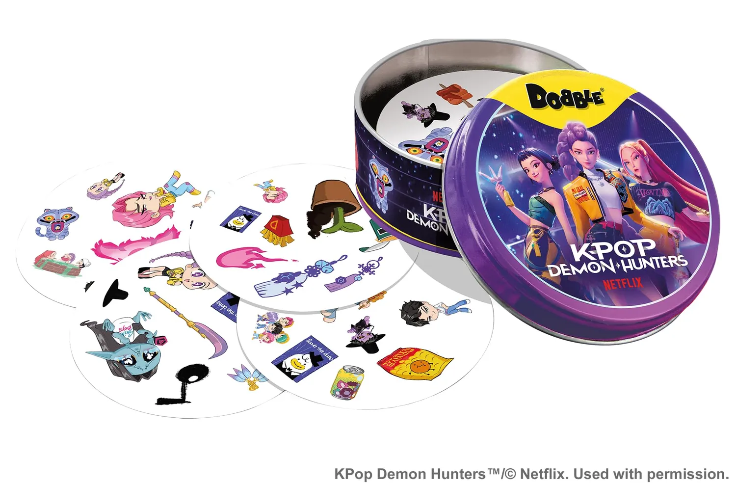 Asmodee Dobble K-Pop Demon Hunters Kartenspiel Blechdose