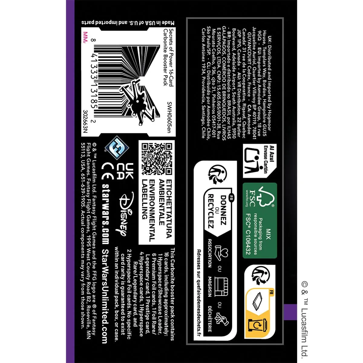 Asmodee Star Wars Unlimited Secrets of Power Carbonite Booster 16 Karten