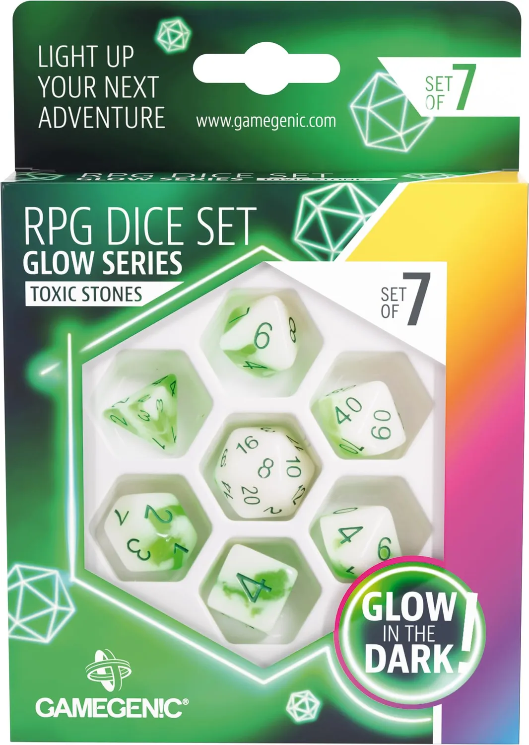 Gamegenic Glow Series Toxic Stones Würfelset 7-teilig leuchtend