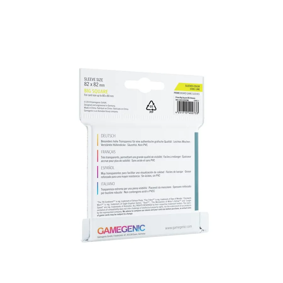 Gamegenic Prime Big Square Kartenhüllen transparent 50 Stück robust