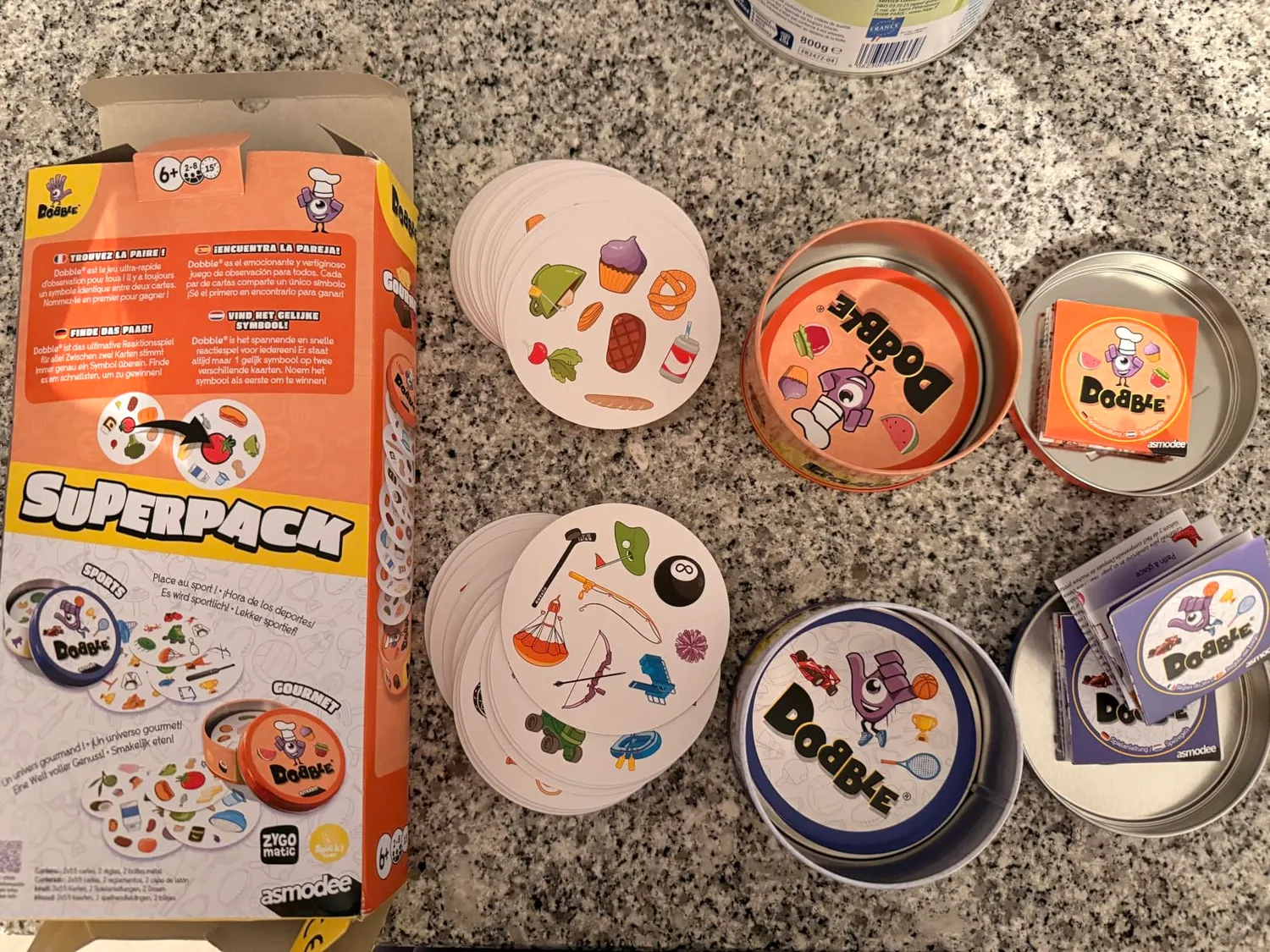 Dobble Superpack Sports Gourmet Kartenspiel 2er-Set