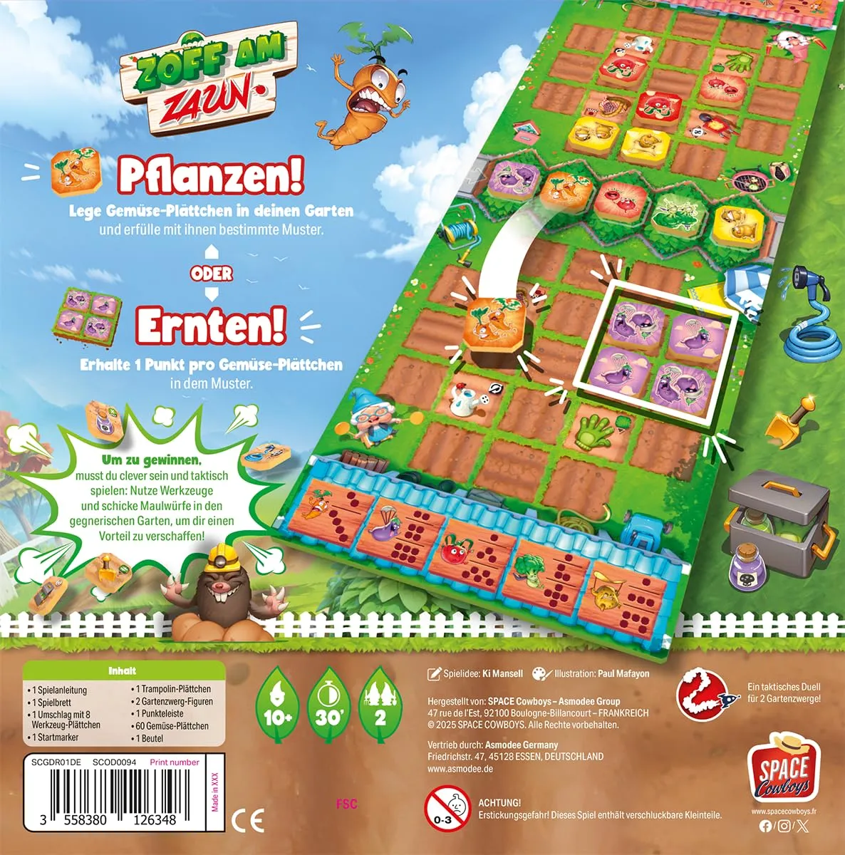 Asmodee Zoff am Zaun Strategiespiel 2 Spieler Garten