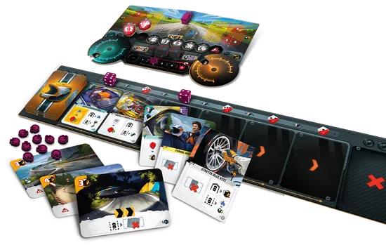 Cranio Dirt & Dust Rally Brettspiel Deckbau Würfel 1-4 Spieler