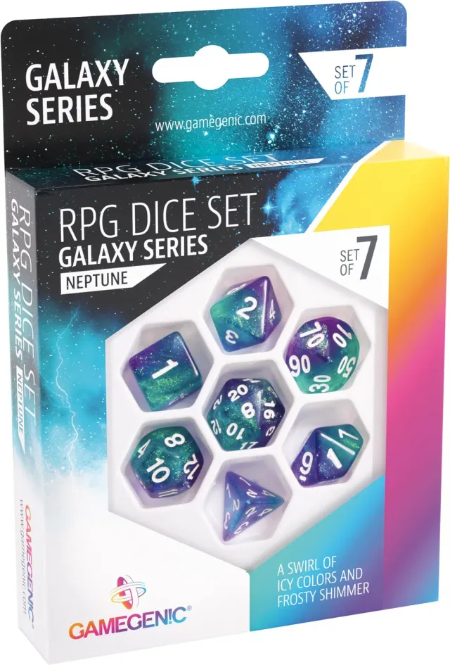 Gamegenic Galaxy Neptune Würfelset 7-teilig Resin blau