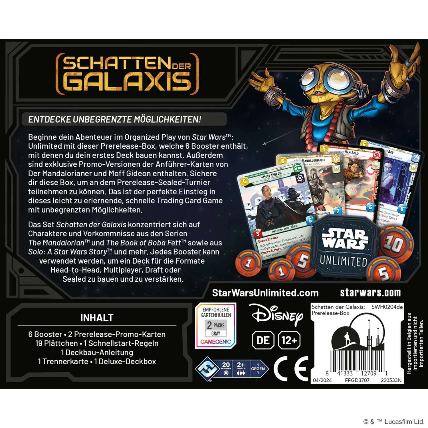 Star Wars Unlimited Schatten der Galaxis Prerelease-Box 6 Booster