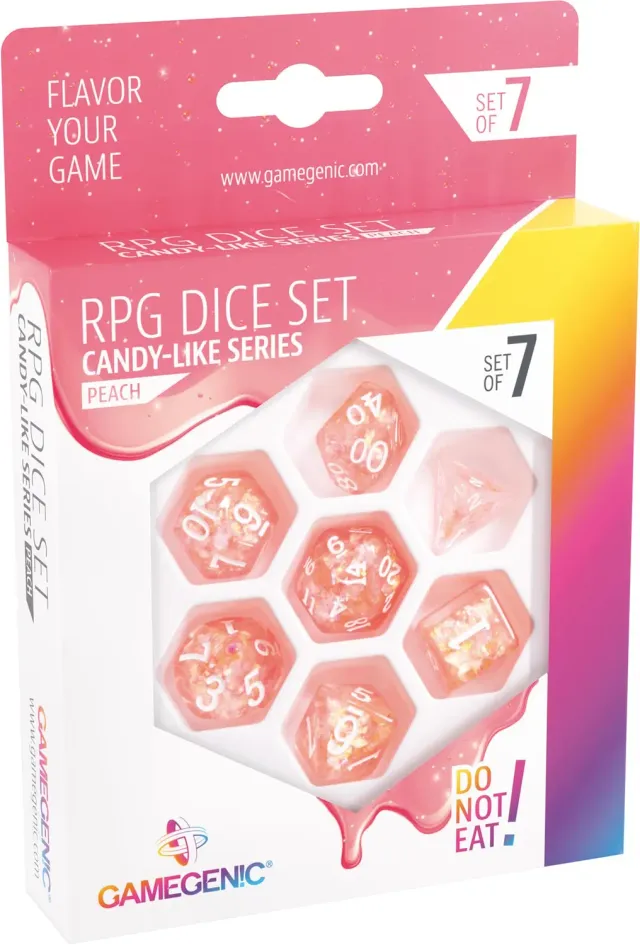 Gamegenic Candy-Like Peach Würfelset 7-teilig Glitzer