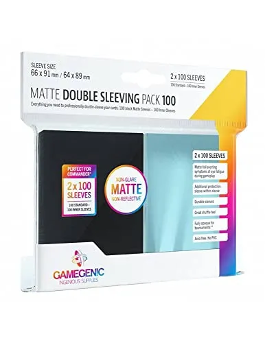 Gamegenic Matte Double Sleeving Pack 100 Kartenhüllen Schwarz Matt