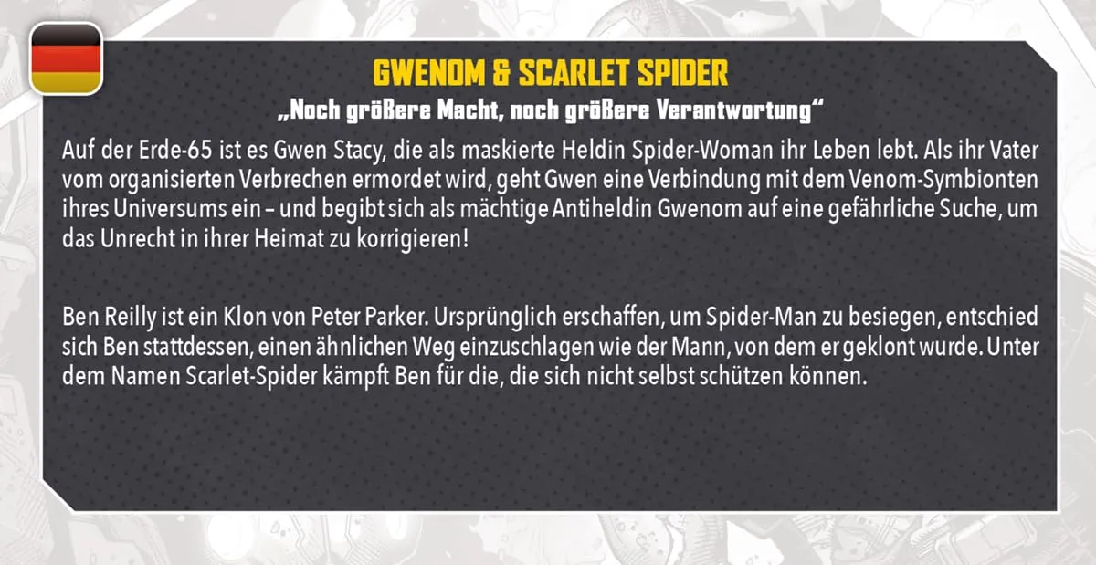 Atomic Mass Games Marvel Crisis Protocol Gwenom & Scarlet Spider Erweiterung