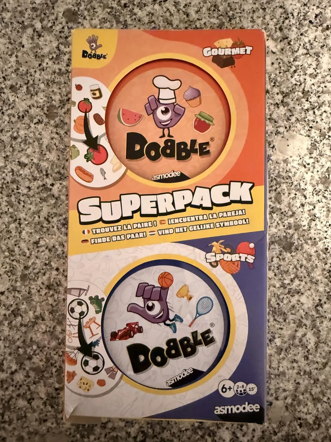 Dobble Superpack Sports Gourmet Kartenspiel 2er-Set