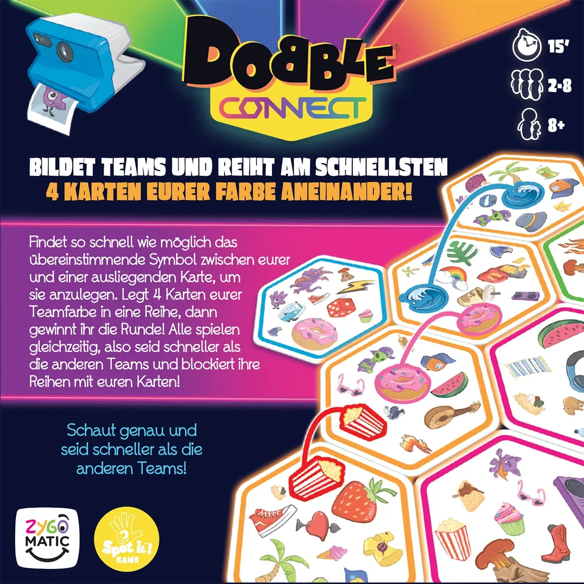 Dobble Connect Kartenspiel Teamspiel 90 Karten