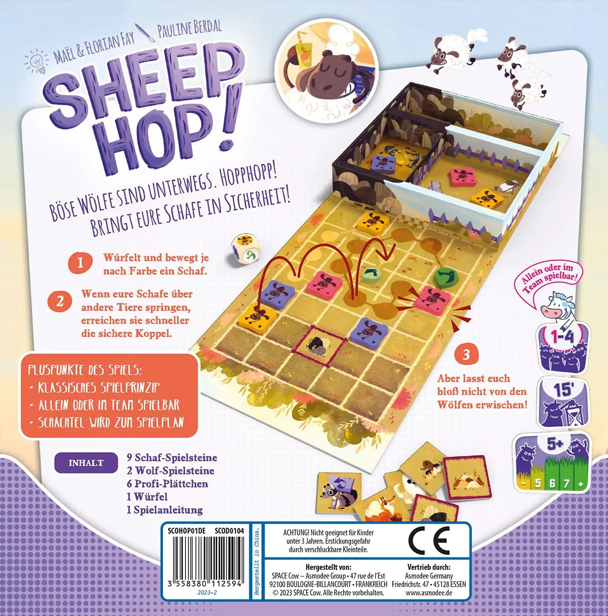 Space Cow Sheep Hop Kinderspiel Brettspiel kooperativ 1-4