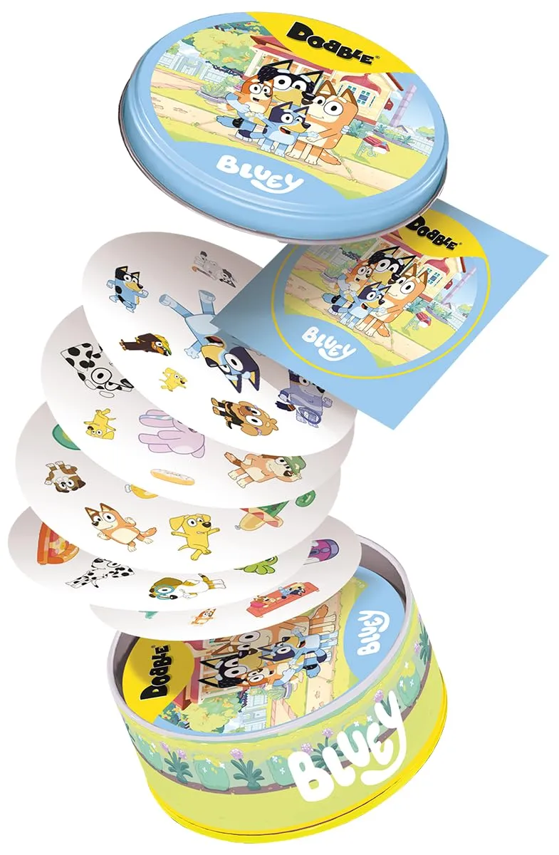 Dobble Bluey Kartenspiel Metalldose für Reaktionsspiel