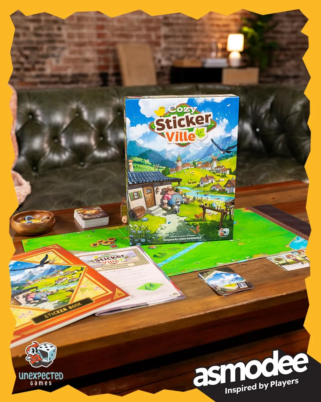Asmodee Cozy Stickerville Familienspiel Deutsch ab 8 Jahren