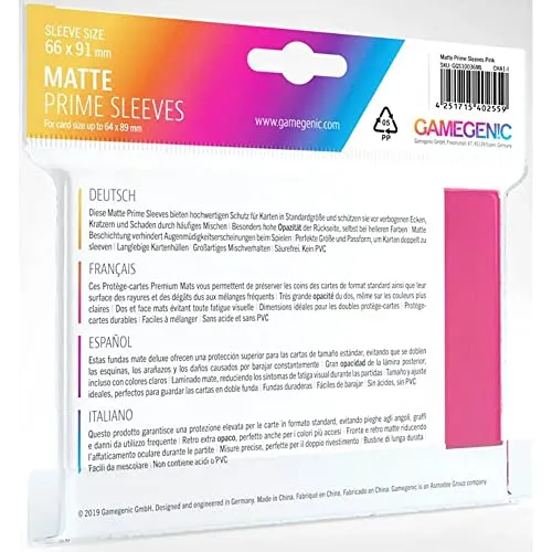 Gamegenic Matte Prime Kartenhüllen Pink 100 Stück matt