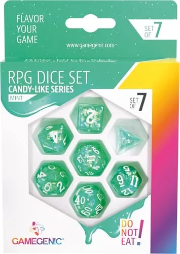 Gamegenic Candy-Like Mint RPG Würfelset 7-teilig Glitzer