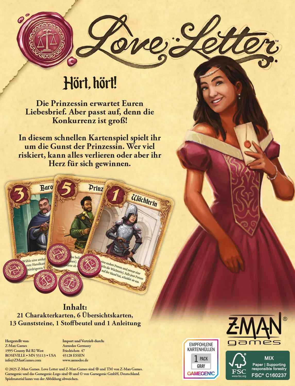 Z-Man Love Letter Kartenspiel Deutsch 2-6 Spieler Beutel