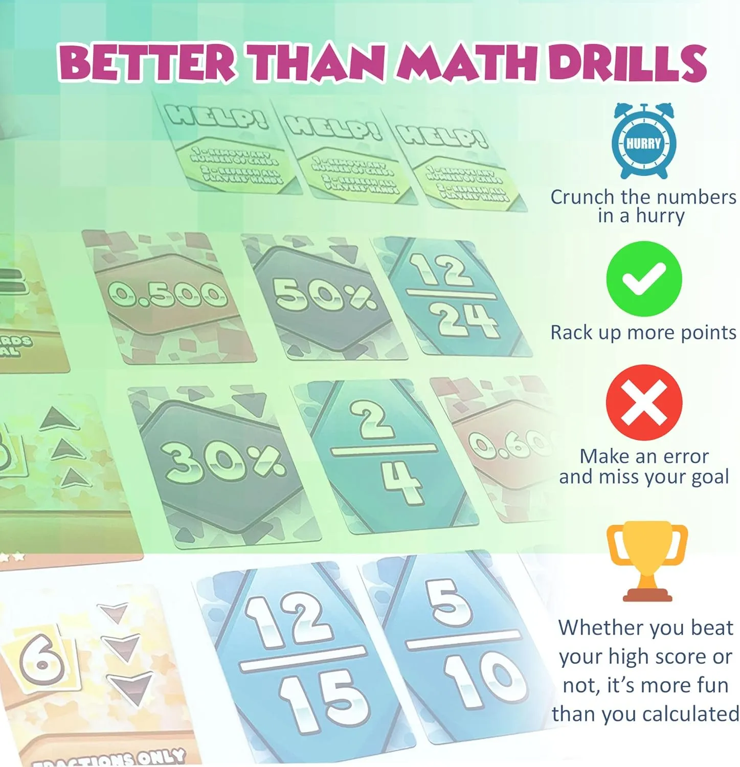 Genius Games Math Rush 3 Kartenspiel Brüche Dezimalzahlen