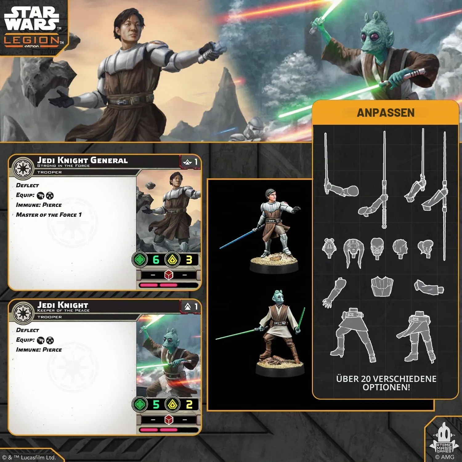 Asmodee Star Wars: Legion Anpassbarer Jedi-General Tabletop-Erweiterung