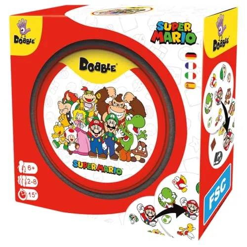 Asmodee Dobble Super Mario Kartenspiel Blechdose